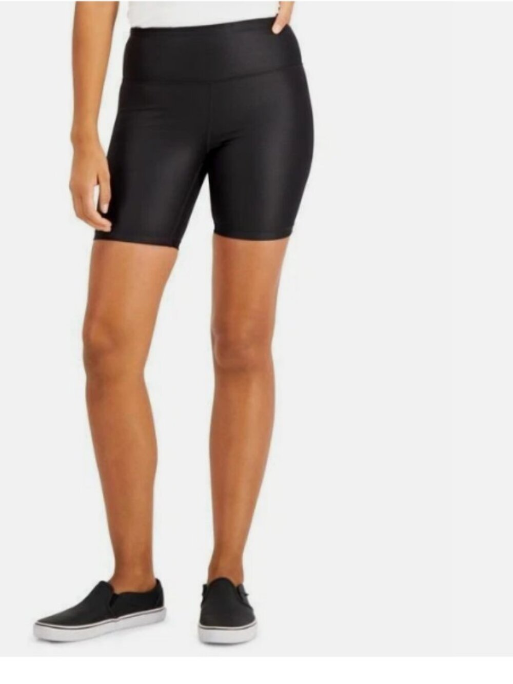 INC International Concepts Shiny Compression Bike Short, Black, Medium